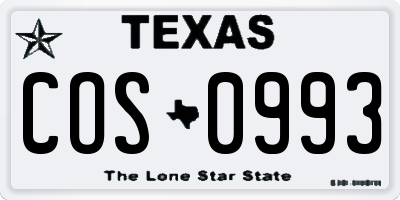 TX license plate COS0993