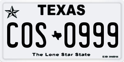 TX license plate COS0999