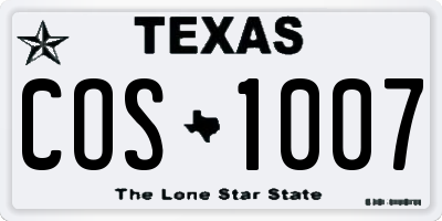 TX license plate COS1007