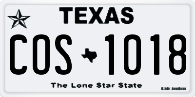 TX license plate COS1018