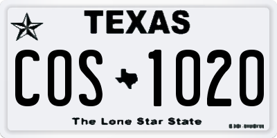 TX license plate COS1020