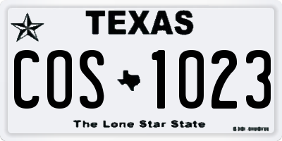TX license plate COS1023