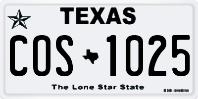 TX license plate COS1025