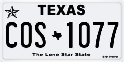 TX license plate COS1077