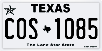 TX license plate COS1085
