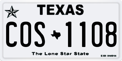 TX license plate COS1108