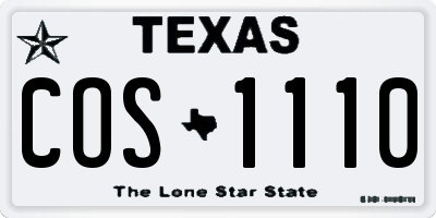 TX license plate COS1110
