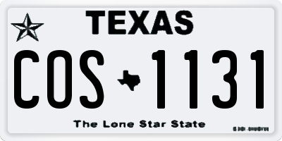 TX license plate COS1131