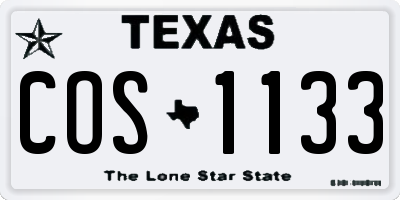 TX license plate COS1133