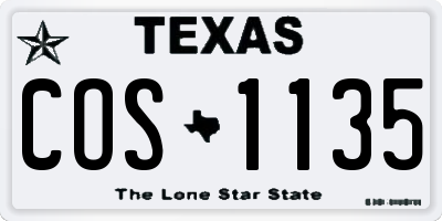 TX license plate COS1135