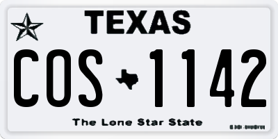 TX license plate COS1142