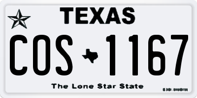 TX license plate COS1167