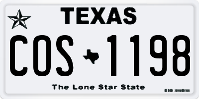 TX license plate COS1198