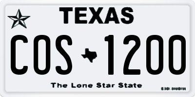 TX license plate COS1200