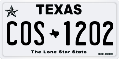 TX license plate COS1202