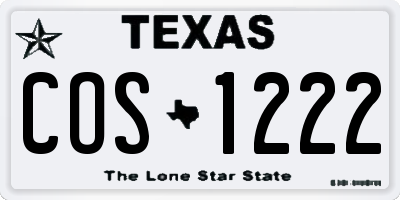 TX license plate COS1222