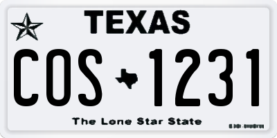 TX license plate COS1231
