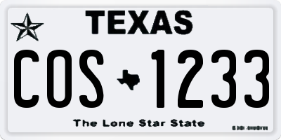 TX license plate COS1233