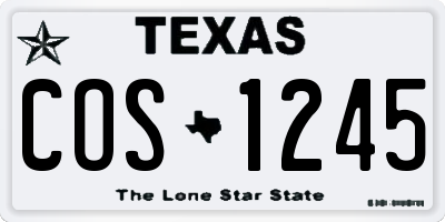 TX license plate COS1245