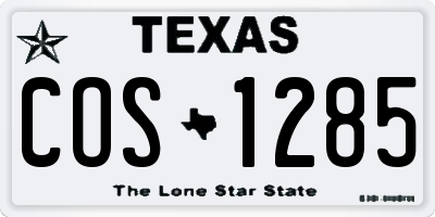 TX license plate COS1285