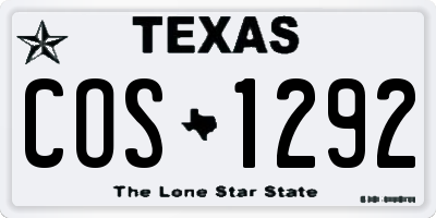TX license plate COS1292