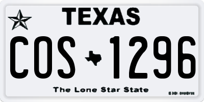 TX license plate COS1296