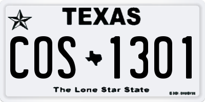 TX license plate COS1301