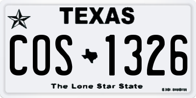 TX license plate COS1326