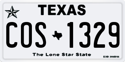 TX license plate COS1329