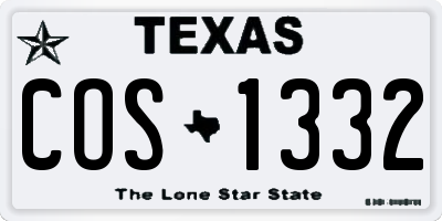 TX license plate COS1332