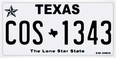 TX license plate COS1343