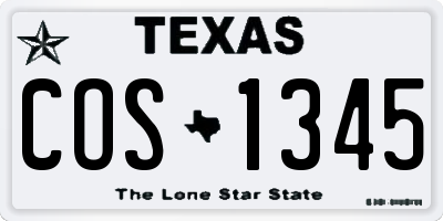 TX license plate COS1345