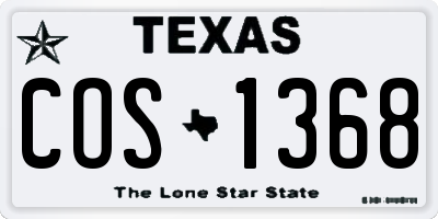 TX license plate COS1368