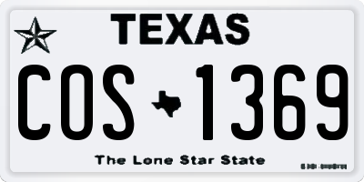 TX license plate COS1369