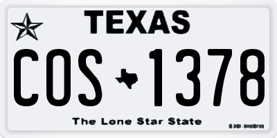 TX license plate COS1378