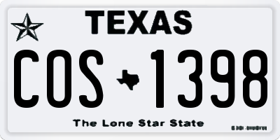 TX license plate COS1398