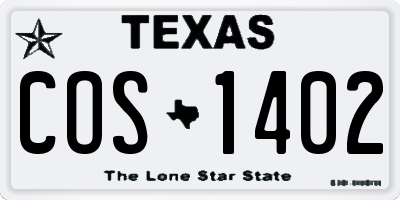 TX license plate COS1402