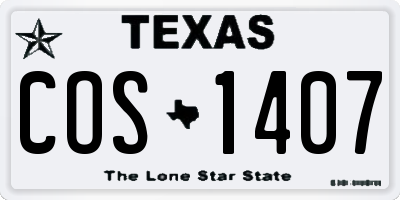 TX license plate COS1407