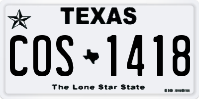 TX license plate COS1418