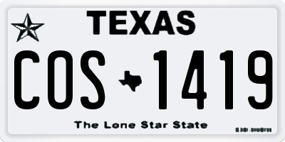 TX license plate COS1419