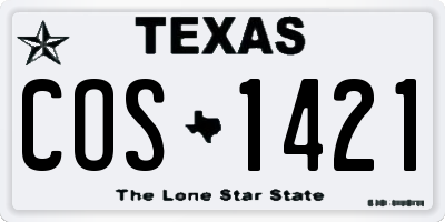 TX license plate COS1421
