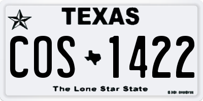TX license plate COS1422