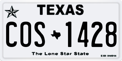 TX license plate COS1428