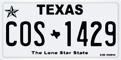 TX license plate COS1429