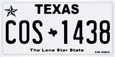TX license plate COS1438