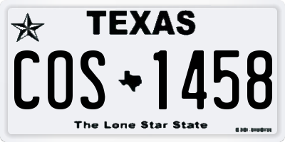 TX license plate COS1458