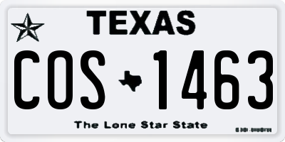 TX license plate COS1463