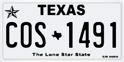 TX license plate COS1491