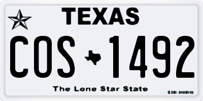 TX license plate COS1492