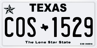 TX license plate COS1529